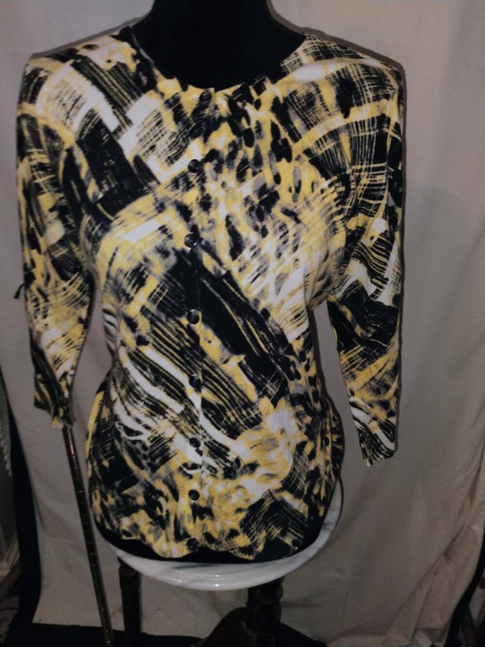 Women's  Christopher & Banks abstract brushstroke cardigan sweater.